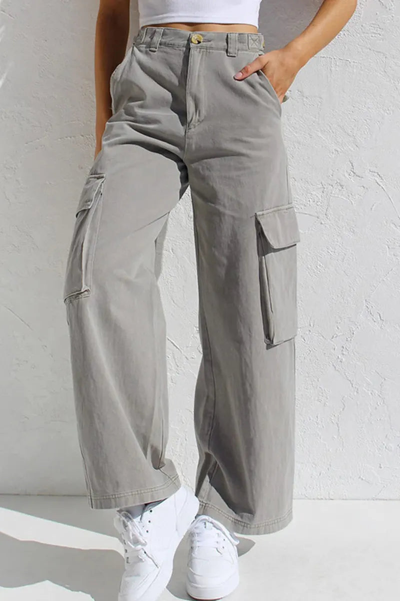 Ladies' Stylish Utility Cargo Jeans With Pockets