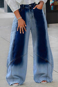 Women's Vintage Faded Wide-Leg Flared Jeans