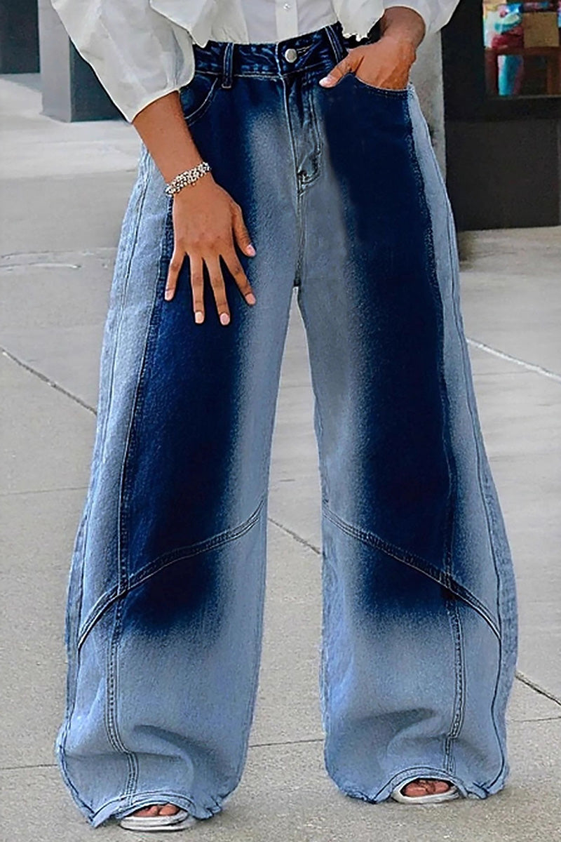 Women's Vintage Faded Wide-Leg Flared Jeans