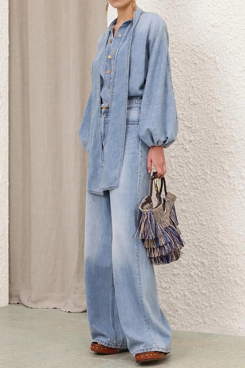 Women's Simple Casual Wide Leg Jeans