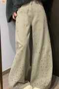 Women' s Flowy Wide-Leg Slimming Straight Cut Jeans