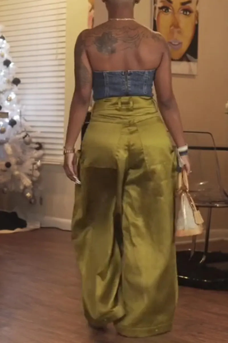 Women's Casual Loose Fit Trousers With Detachable Pockets