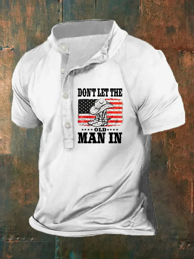 Men's Don't Let The Old Man In Country Music American Flag Print Polo