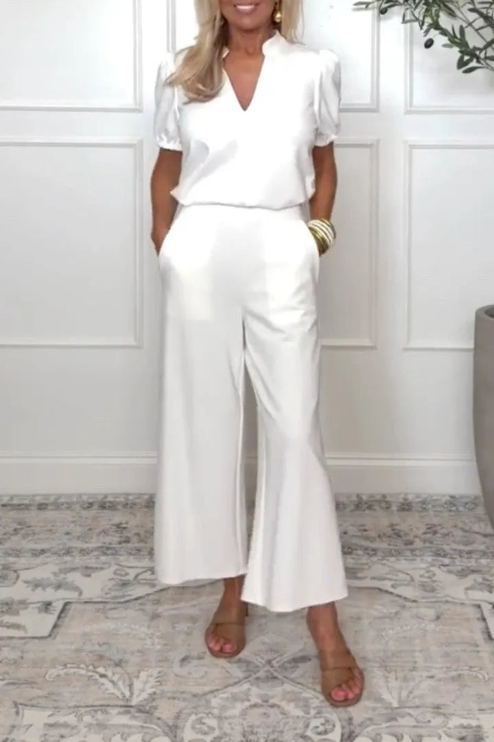 Women's Casual V-neck Two-Piece Suit