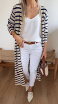 Women Striped Casual Long Cardigan