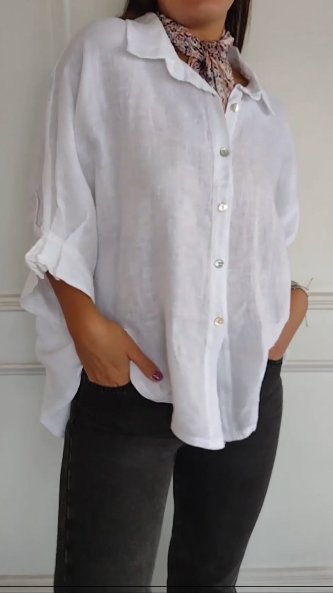 Women's Collar Solid Color Breasted Casual Top