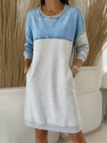 Women's Spliced casual Denim Sweatshirt Dress