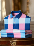 Men's Classic Business Logo Button Short Sleeve Polo Shirt