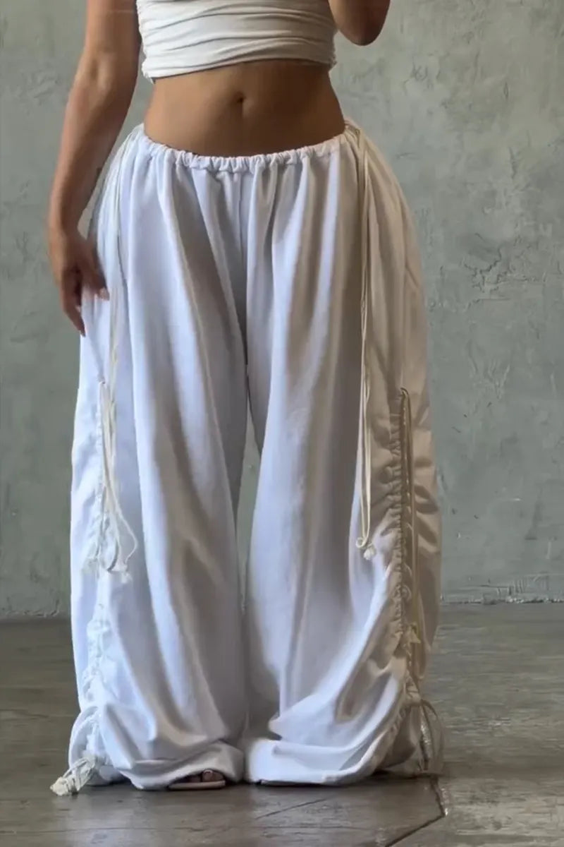 Women's Casual Waist Hem Drawstring Loose Pants