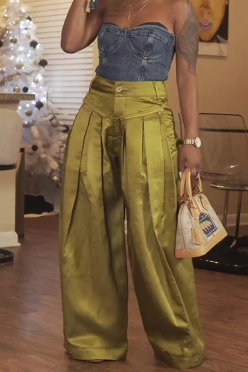 Women's Casual Loose Fit Trousers With Detachable Pockets
