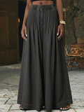 Retro Pleated Extra-wide Leg Denim Trousers