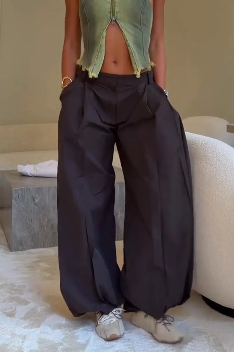 Women Make Vintage Washed Denim Neck Hanging Tops or Pants