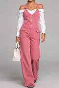 Women's Casual Versatile Fringe Hem Denim Overalls Jumpsuit
