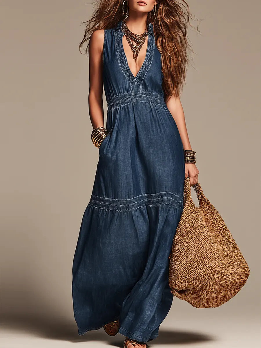 Women's Casual Vacation Style Denim Dress
