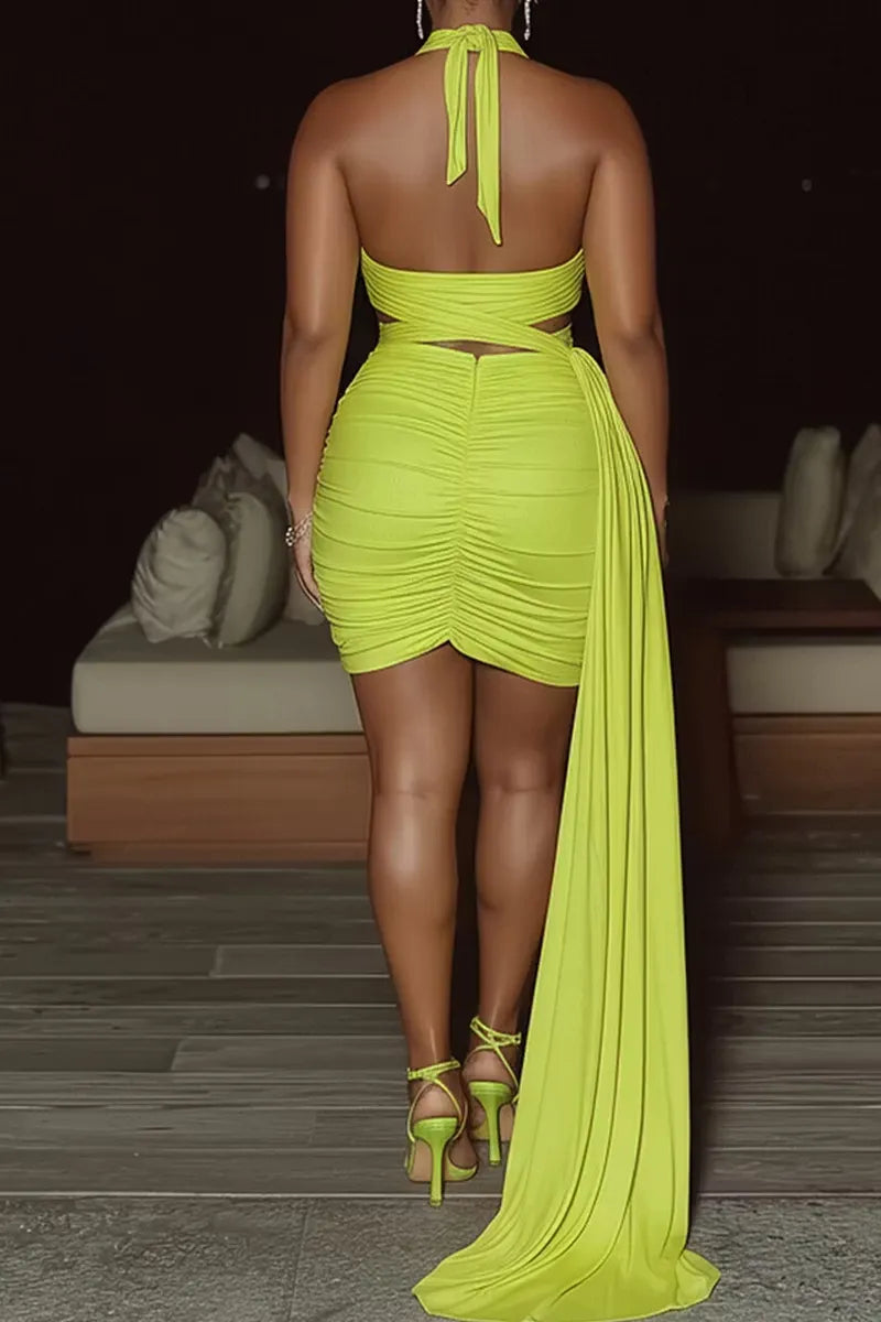 Women's Cutout Backless Lace Up Bodycon Dress