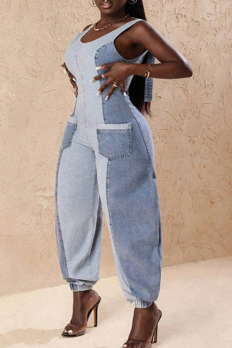 Hot Selling Women's Casual Contrasting Patchwork Jumpsuit