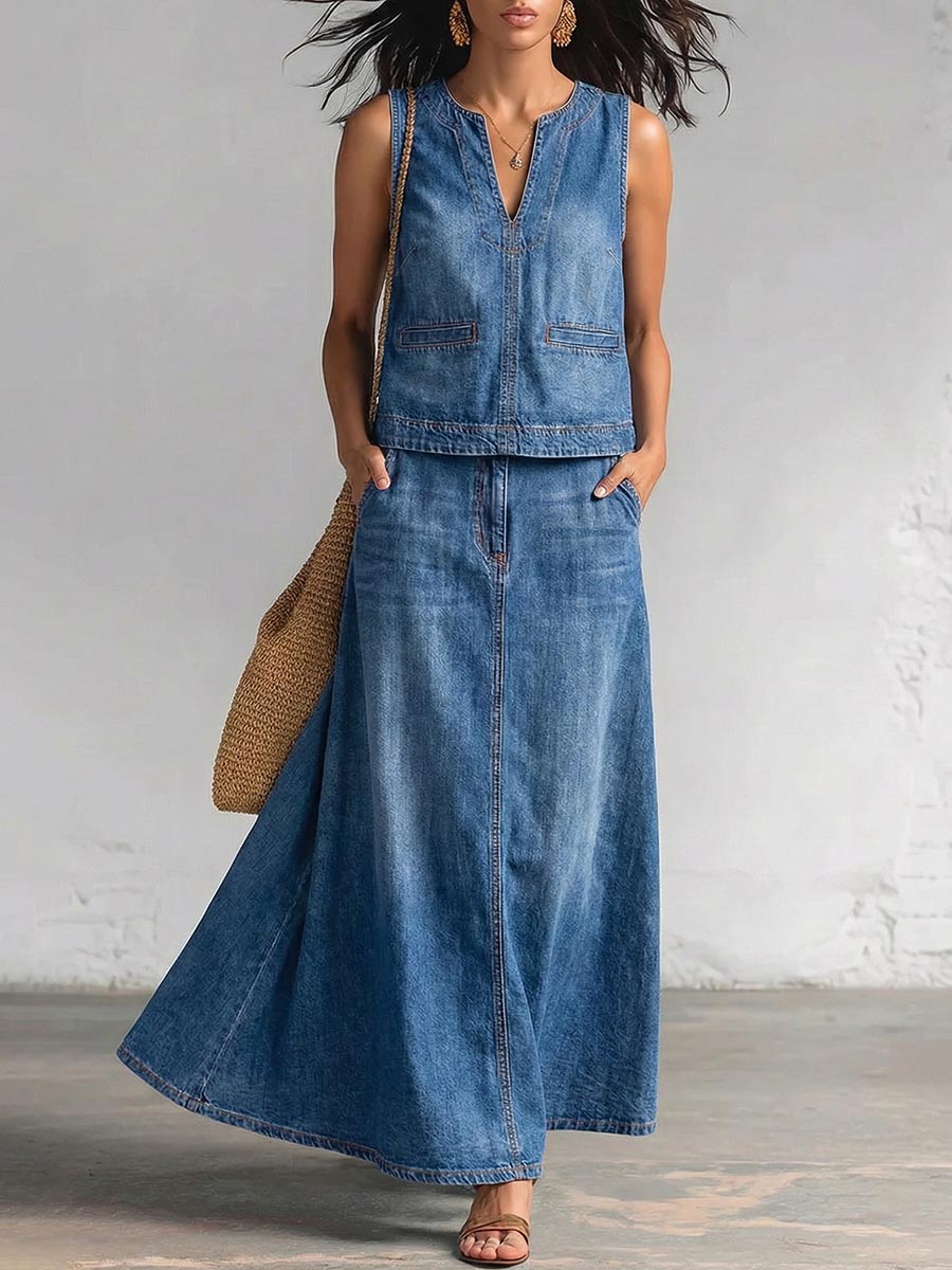 Solid Color Loose Sleeveless V-Neck Vest Top