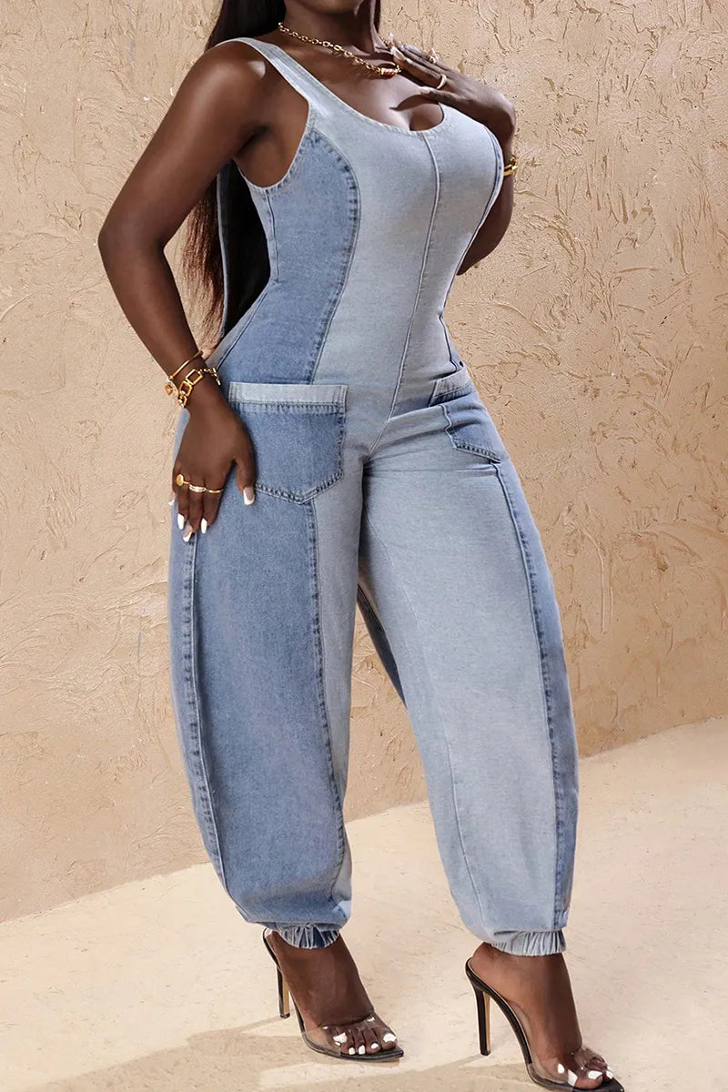Hot Selling Women's Casual Contrasting Patchwork Jumpsuit