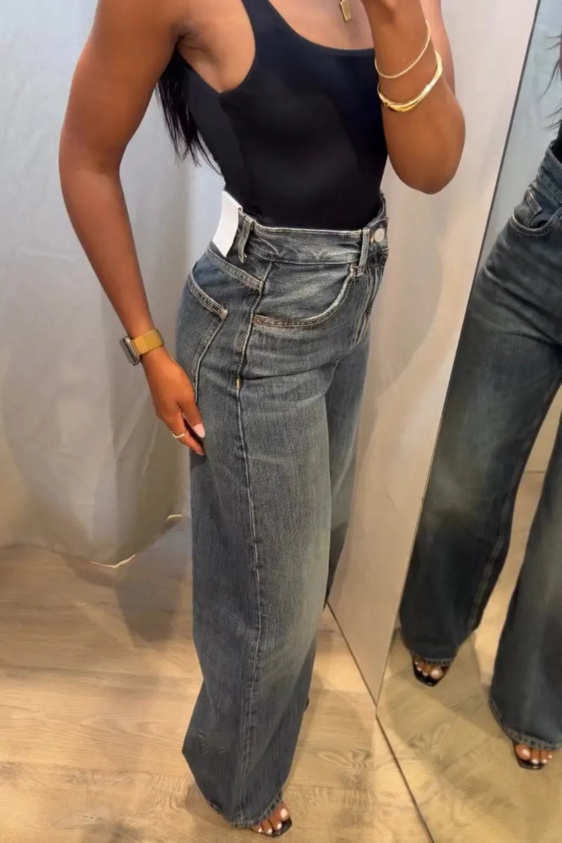 Women's Casual Classic Wide Leg Jeans
