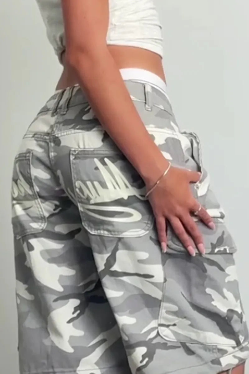 Women's Printed Tie Waist Cropped Wide Leg Trousers