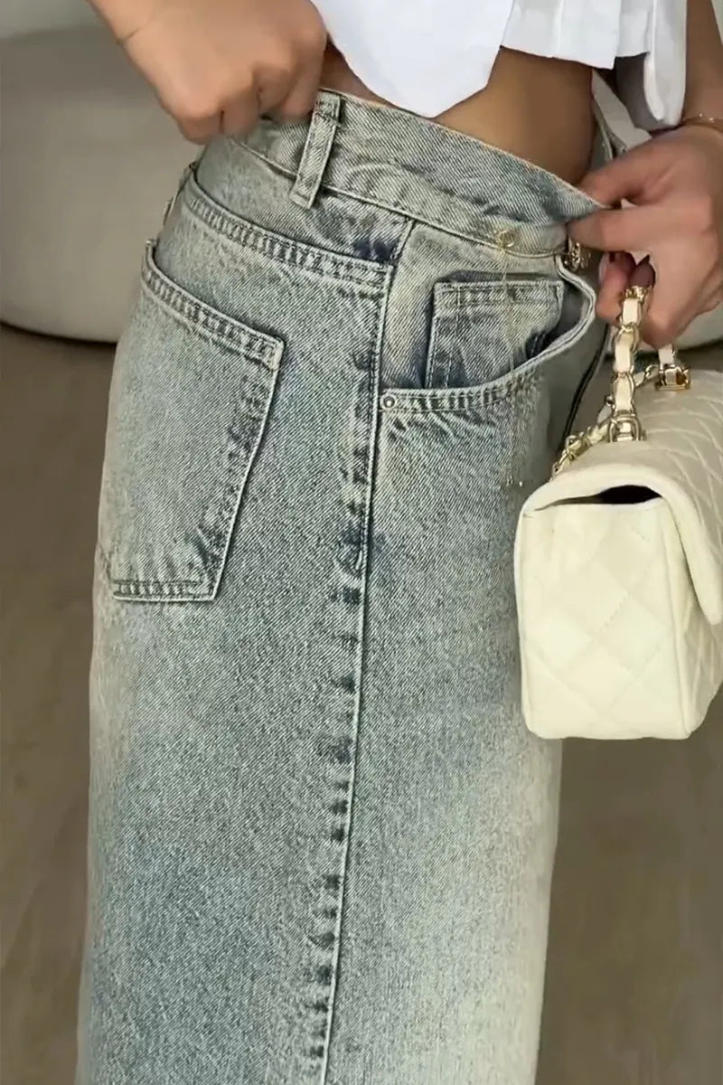 Women's Casual Print Decor Distressed Wash Wide Leg Jeans