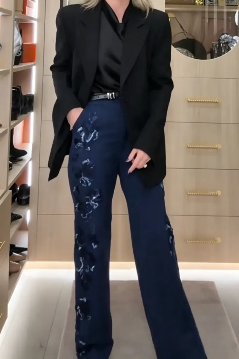 Women's Embroidered Pattern Temperament Casual Pants