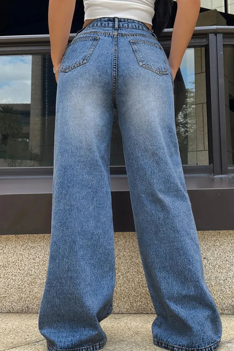 Women's Classic Slim - Fit Ripped Washed Jeans