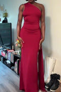 Women's Cutout Ruched Backless Bodycon Maxi Dress