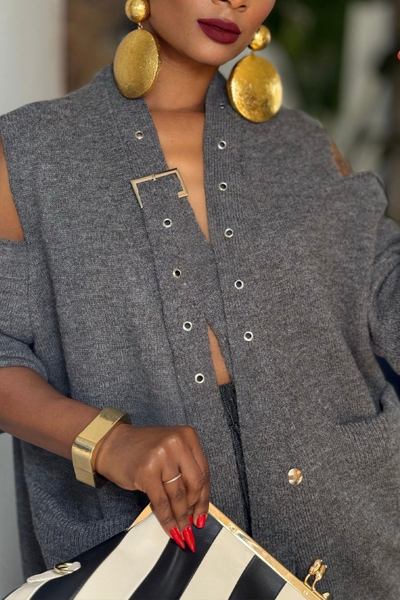 Women's Spliced Casual Knitted Cardigan or Spliced Wide Leg Pants