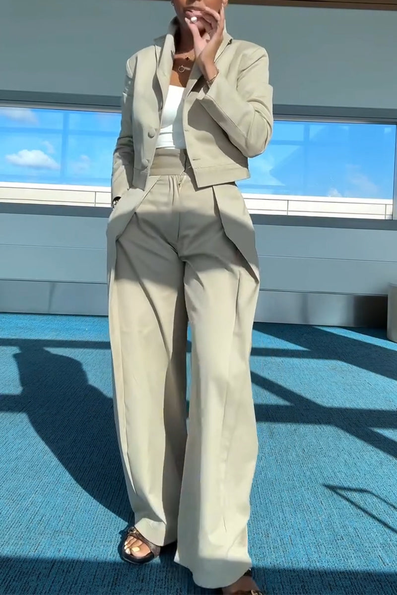 Women's Collar Jacket+ Pants Casual Suit with Temperament