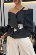 Women's Elegant and Casual Irregular Patchwork Tops or Wide Leg Pants