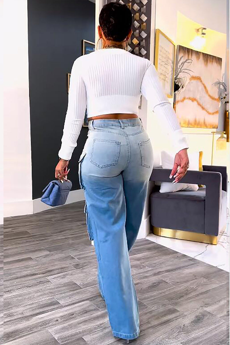Women's High Waist Tie-Dye Wide Leg Jeans