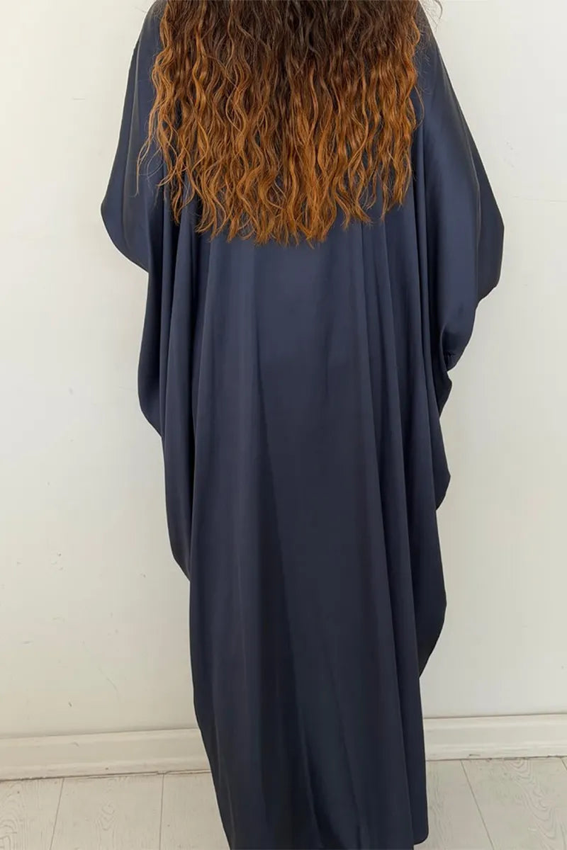 Women Round Neck Drawstring Printed Irregular Long Top+ Pants Casual Suit
