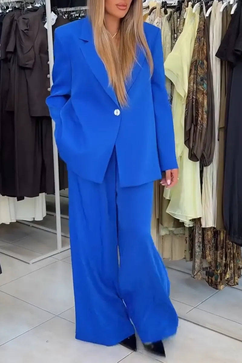 Women's Fashion Classic Lapel Backless Blazer Long Two-Piece Set