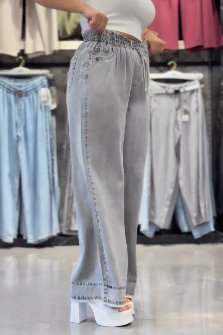 Women's Casual Stretch Waist Wide Leg Jeans