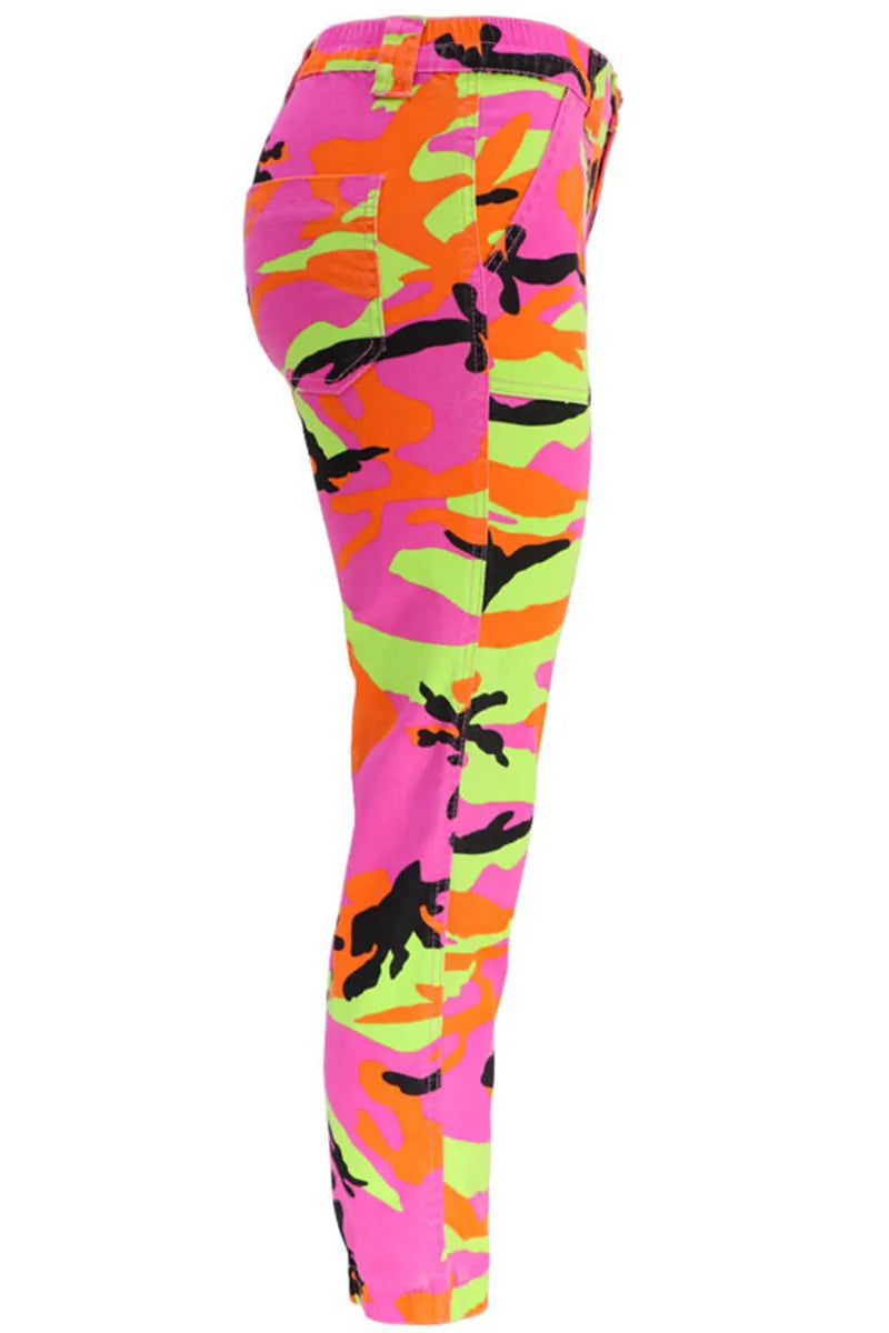 Fashionable Camouflage Versatile Elastic High Waisted Jeans