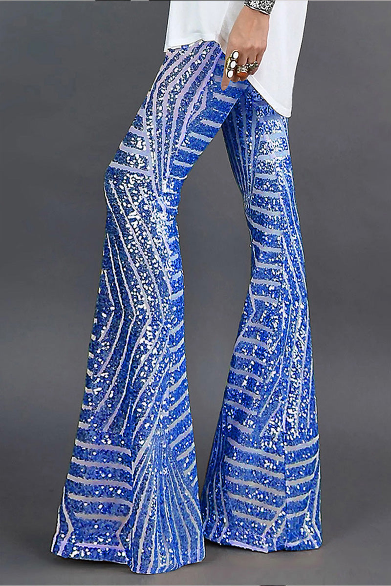 Women's Stylish Sequin Paneled Straight Leg Pants