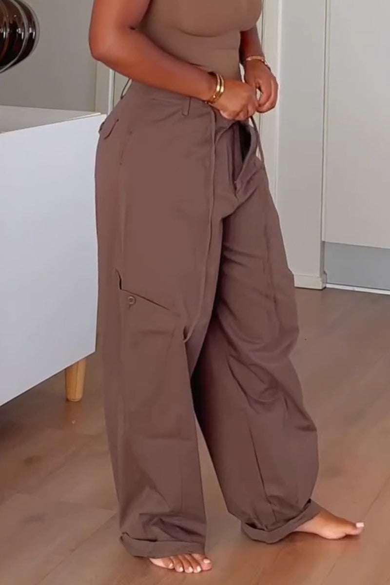 Women's Loose Casual Solid Color Wide Leg Pants