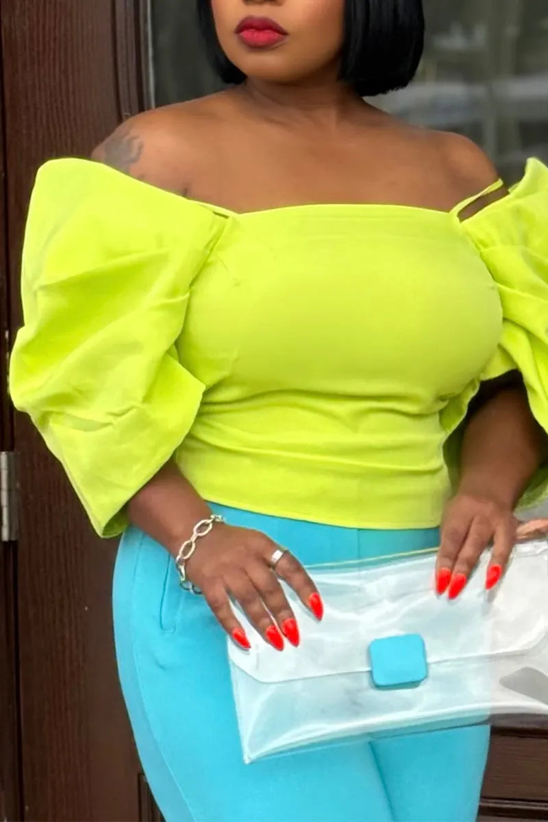 Women's Statement Off-Shoulder Blouse with Voluminous Puff Sleeves