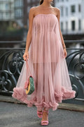 Women's Strapless Patchwork Elegant Temperament Dress