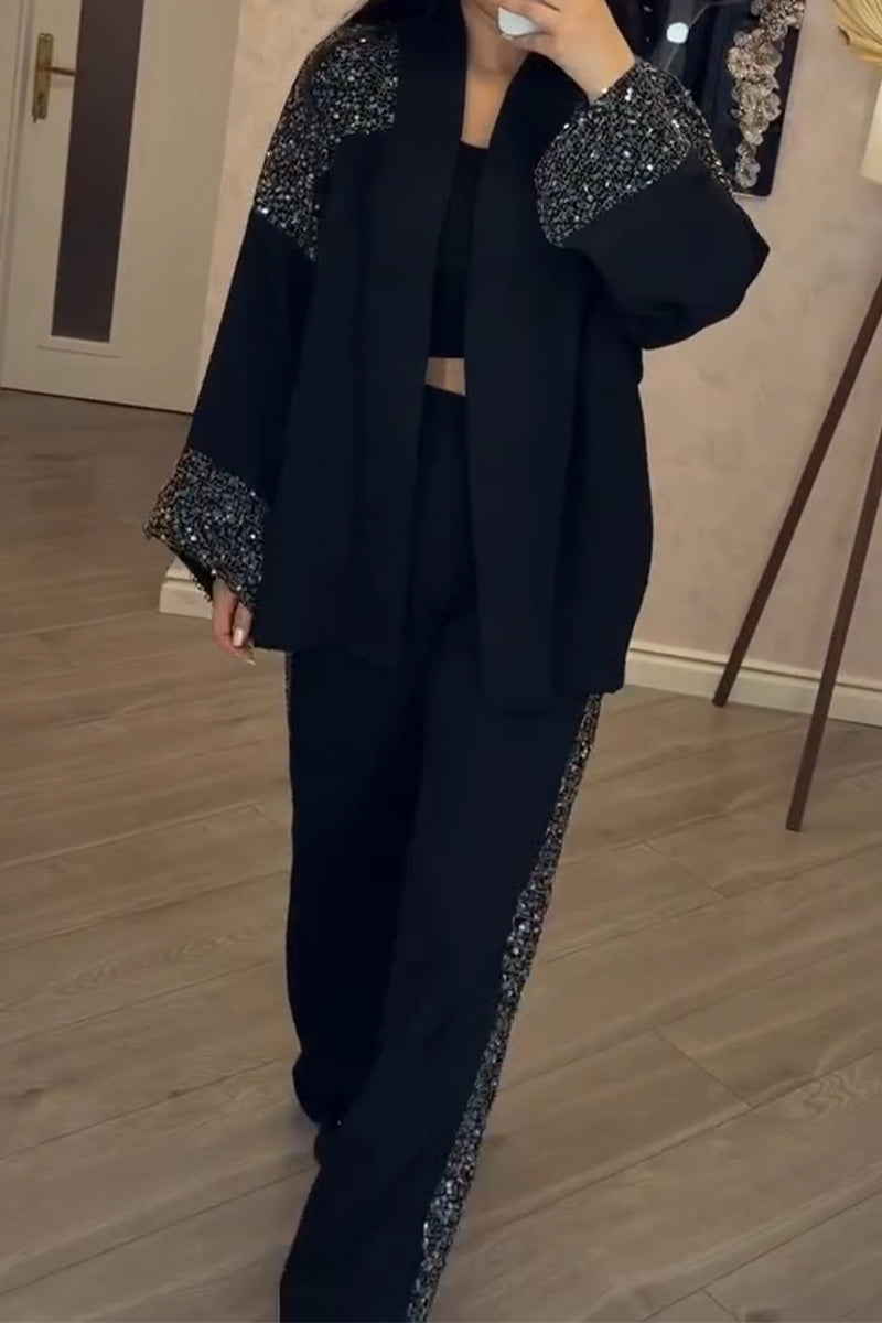 Women's Patchwork Sequined Jacket or Casual Pants