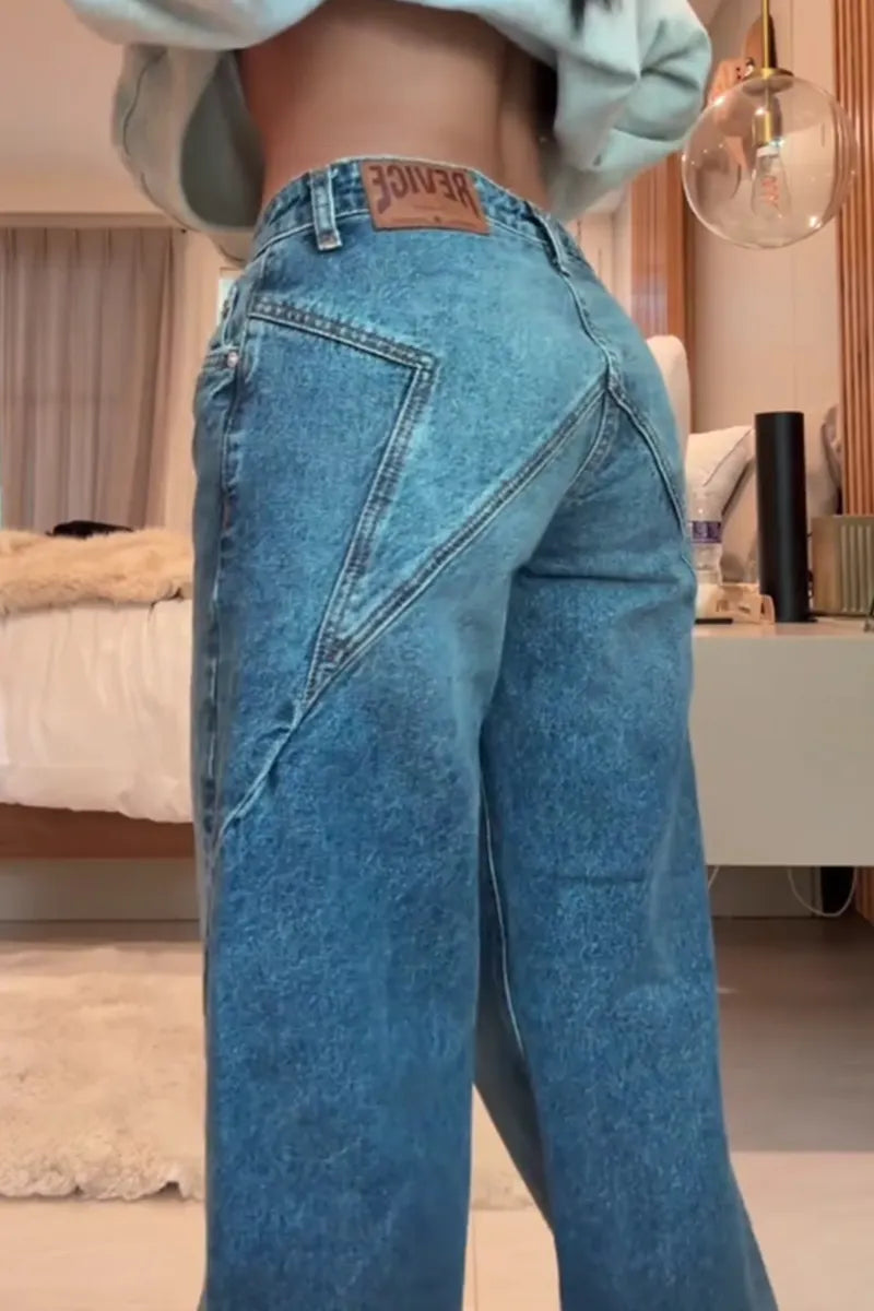 Women's Casual Star Print Wide Leg Jeans