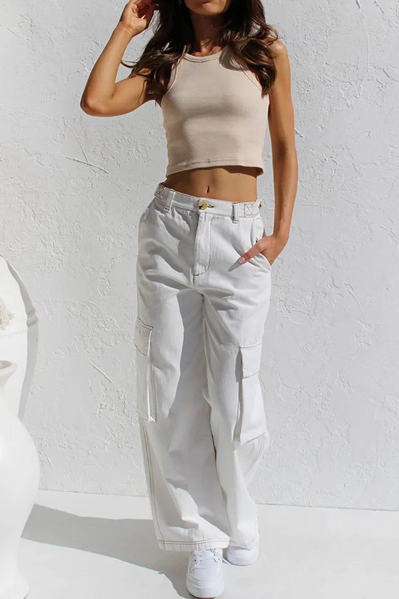 Ladies' Stylish Utility Cargo Jeans With Pockets