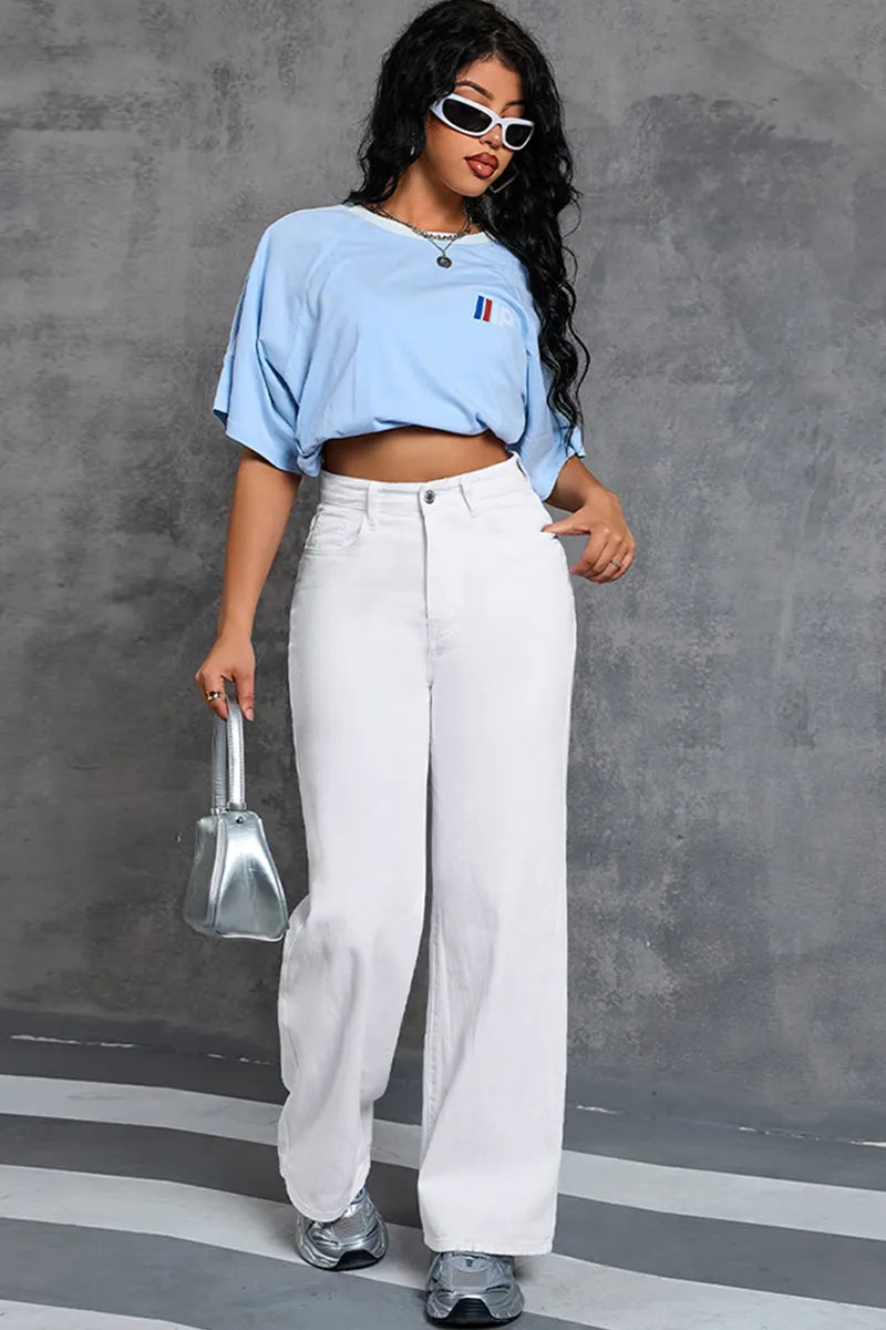 Women's High Waist Straight Leg Jeans For Commuting