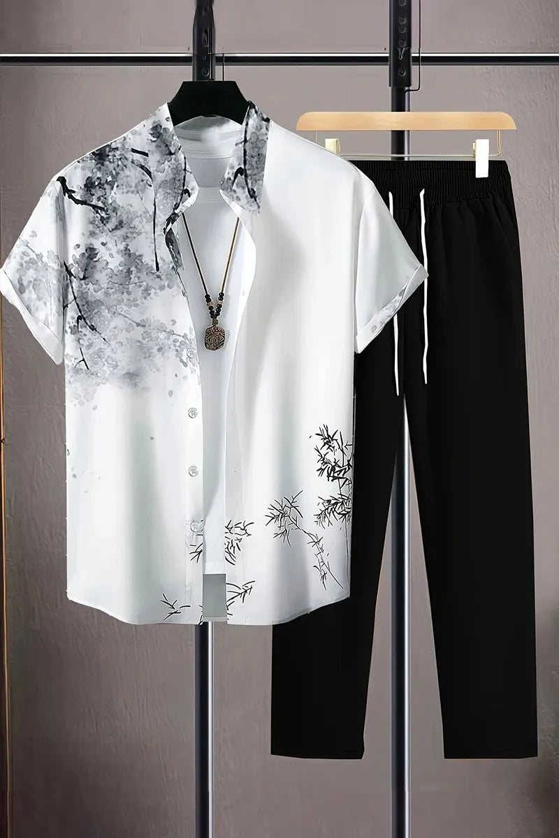 Men's  Ink-Wash Bamboo Summer Casual Shirt Or Pants