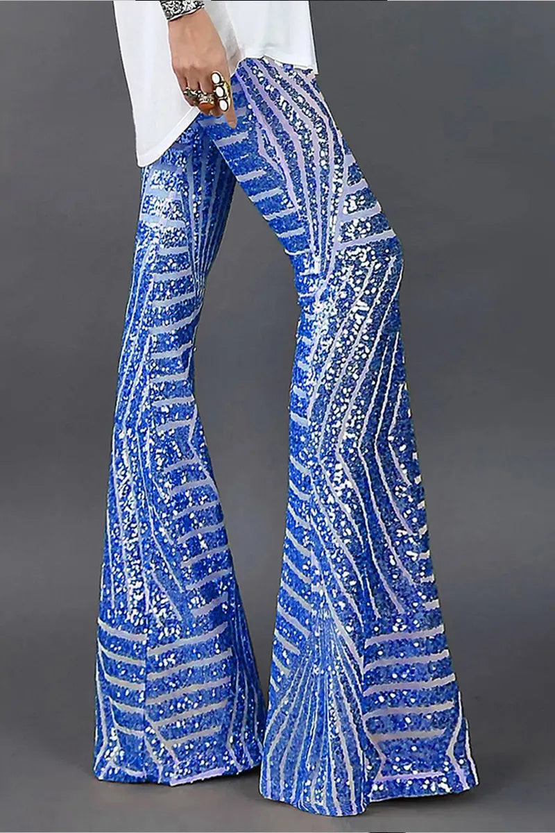 Women's Stylish Sequin Paneled Straight Leg Pants