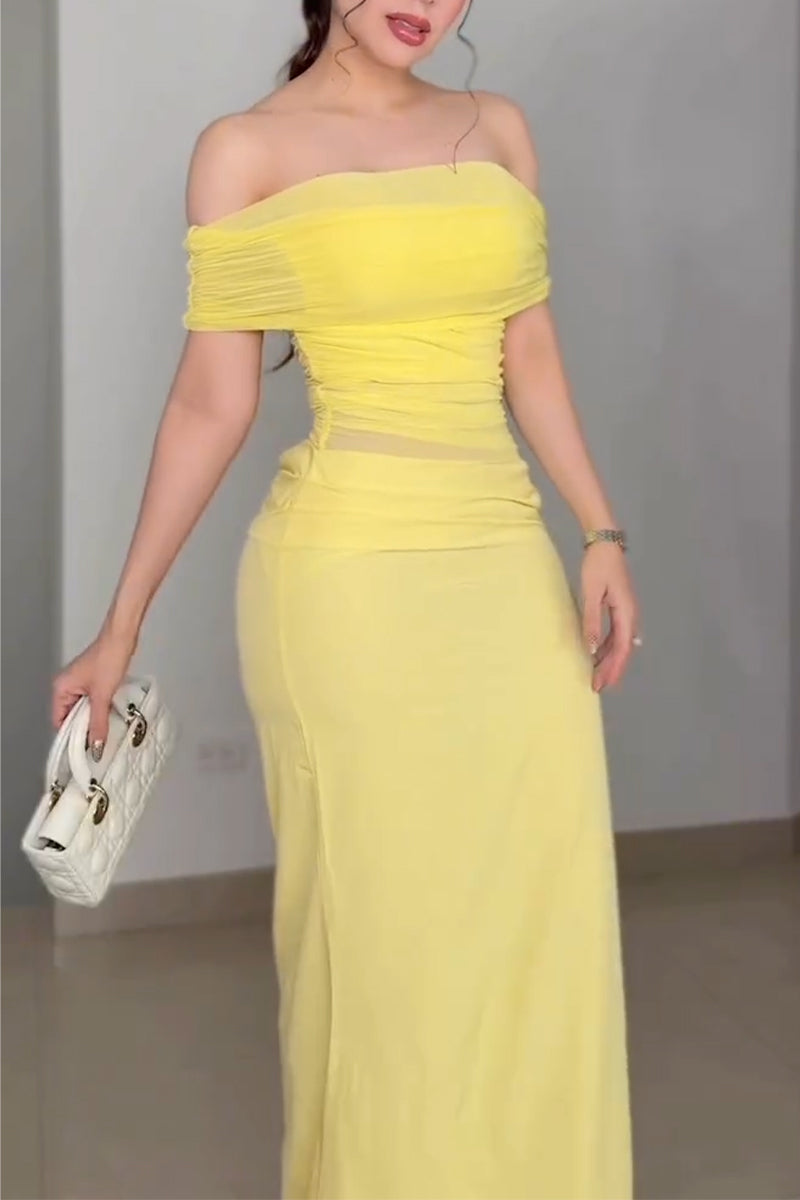 Women's One Neck Solid Color Slim Fit Elegant Temperament Dress