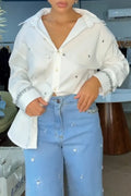 Women's Fashion Commuter Rhinestone Shirts or Wide Leg Jeans