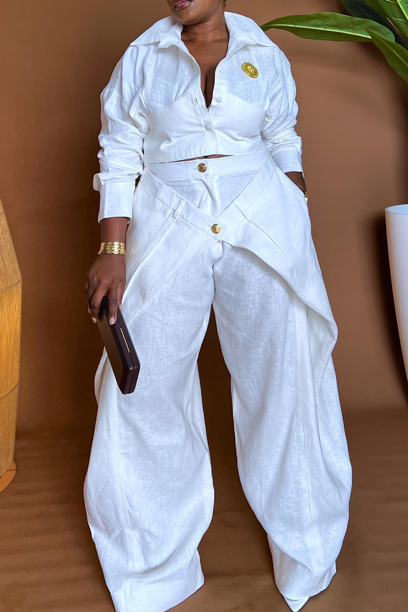 Women's Collar Splicing Short Top+ Splicing Pants Temperament Casual Suit