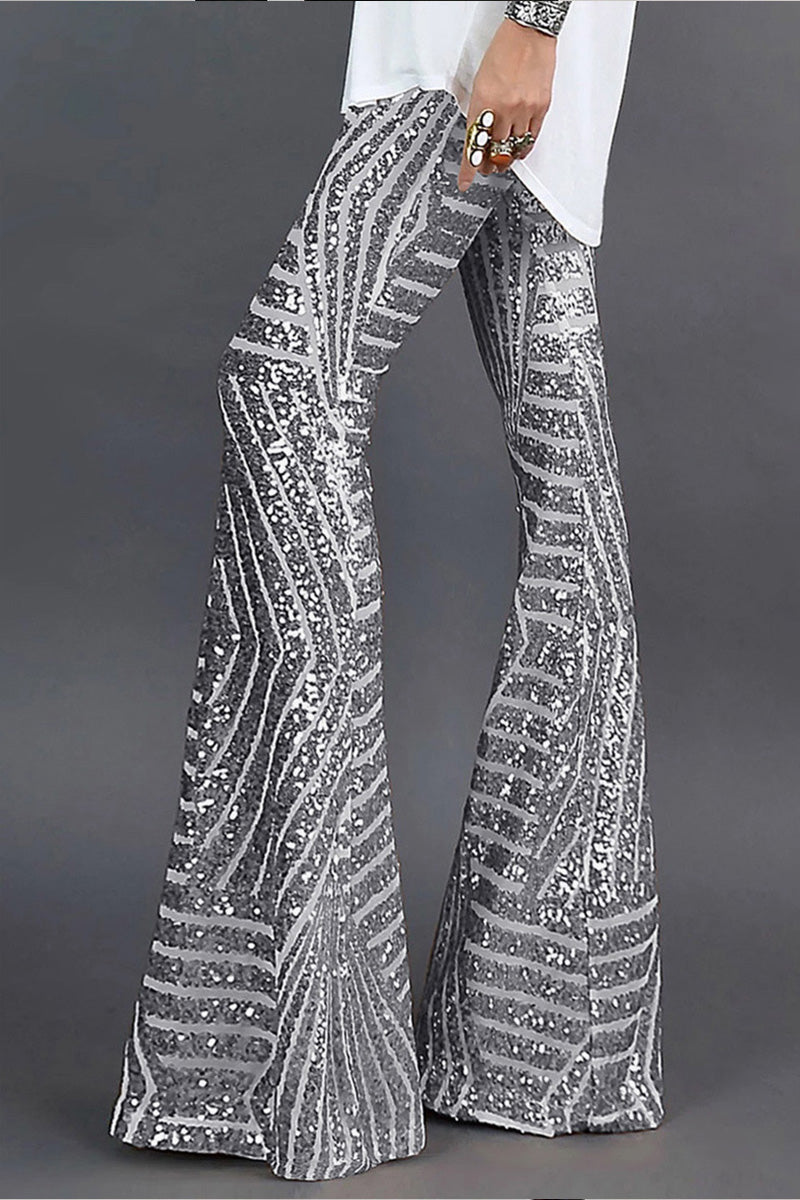 Women's Stylish Sequin Paneled Straight Leg Pants